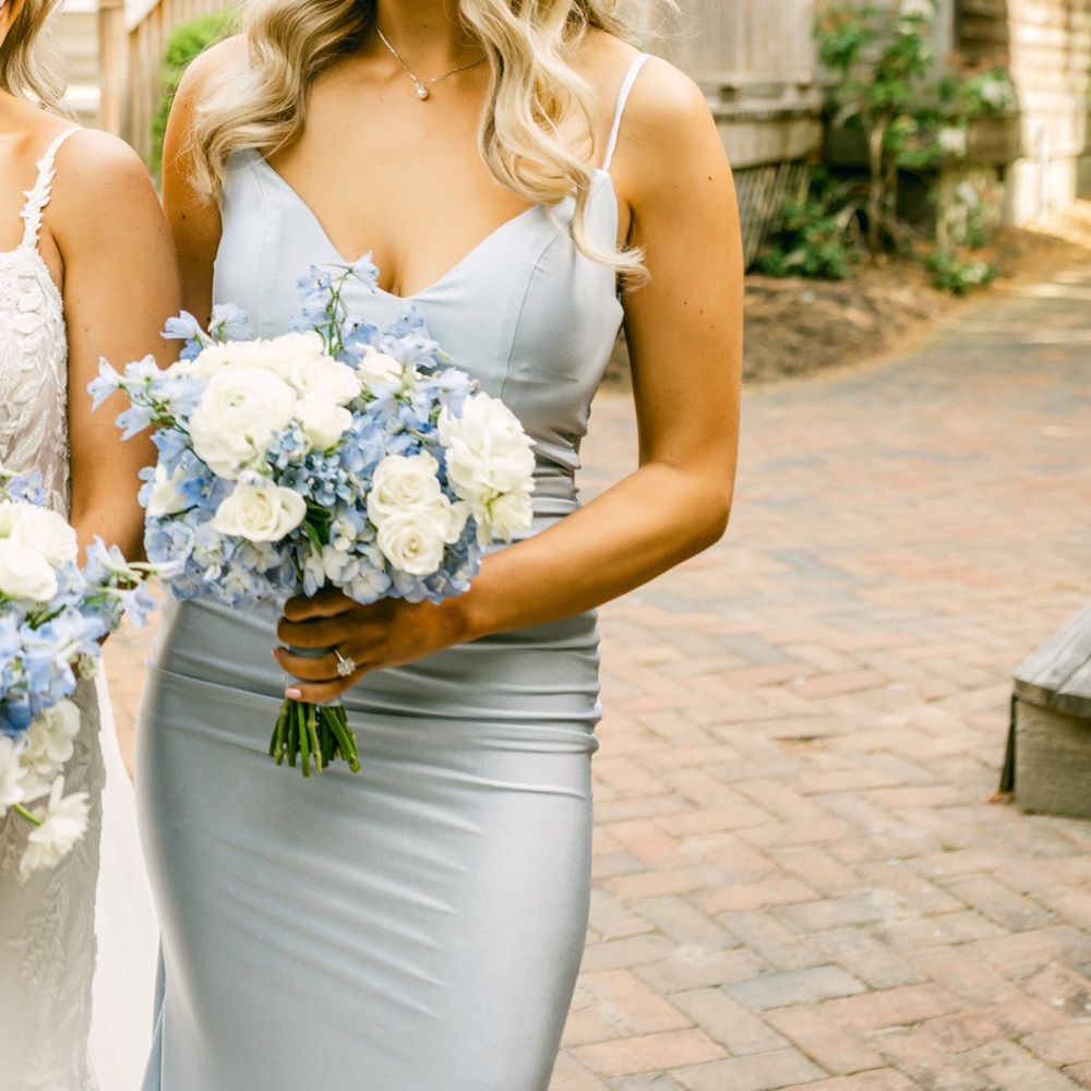 Blue Plunge Neck Bodycon Dress Wedding Guest